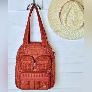 Lug Puddle Jumper Tote Bag Burned Orange Quilted weekender Overnight Travel Bag